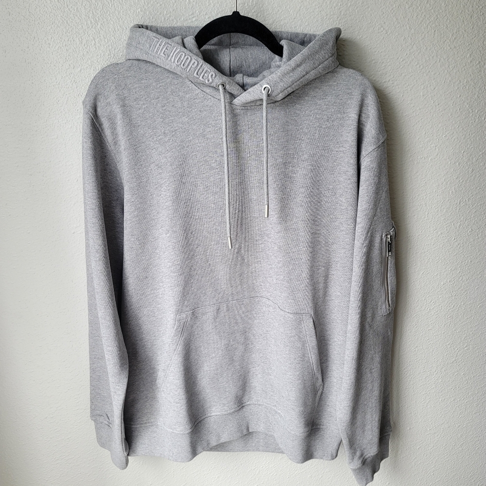 The Kooples Embroidered Cotton & Print Hoodie Size Medium Color Grey NWT